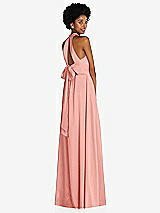 Rear View Thumbnail - Rose Stand Collar Cutout Tie Back Maxi Dress with Front Slit