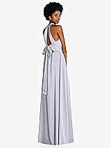 Rear View Thumbnail - Silver Dove Stand Collar Cutout Tie Back Maxi Dress with Front Slit