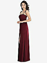 Side View Thumbnail - Cabernet Skinny Tie-Shoulder Satin Maxi Dress with Front Slit