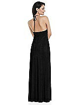 Alt View 3 Thumbnail - Black Deep V-Neck Metallic Gown with Convertible Straps
