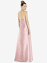 Rear View Thumbnail - Ballet Pink Basque-Neck Strapless Satin Gown with Mini Sash