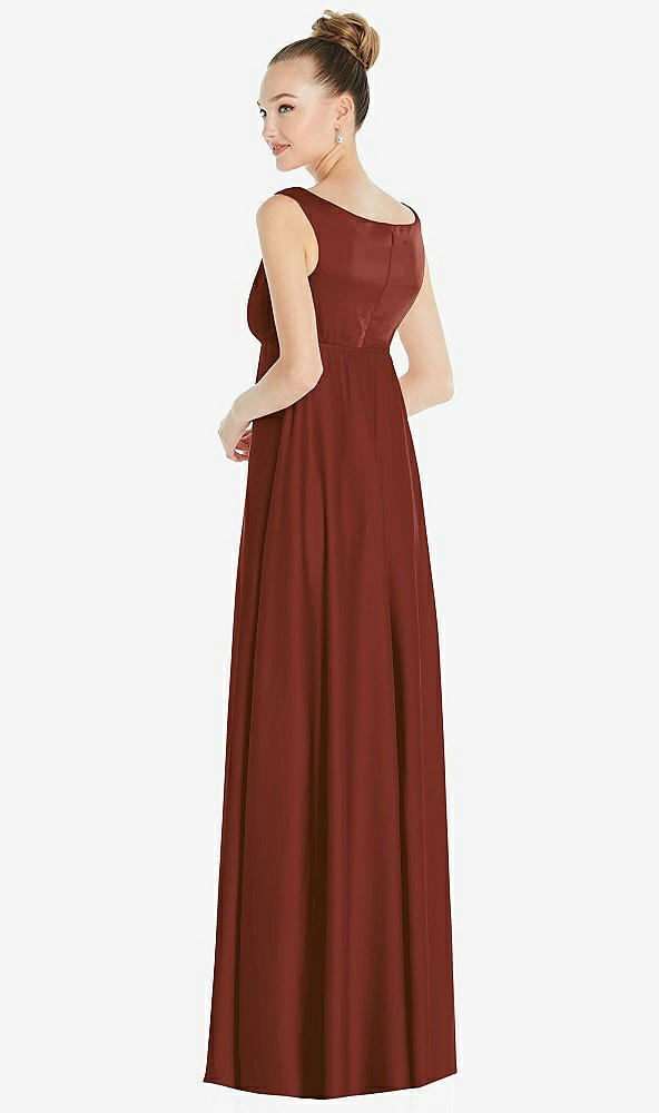 Back View - Auburn Moon Convertible Strap Empire Waist Satin Maxi Dress