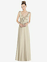 Alt View 1 Thumbnail - Champagne Convertible Strap Empire Waist Satin Maxi Dress
