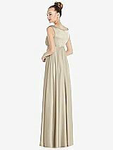 Rear View Thumbnail - Champagne Convertible Strap Empire Waist Satin Maxi Dress