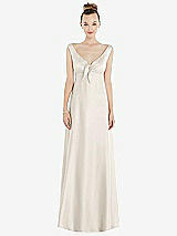 Side View Thumbnail - Ivory Convertible Strap Empire Waist Satin Maxi Dress