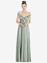 Alt View 2 Thumbnail - Willow Green Convertible Strap Empire Waist Satin Maxi Dress