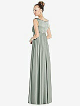 Rear View Thumbnail - Willow Green Convertible Strap Empire Waist Satin Maxi Dress