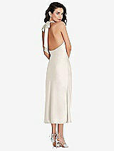 Rear View Thumbnail - Ivory Scarf Tie High-Neck Halter Midi Slip Dress