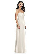 Side View Thumbnail - Ivory Twist Shirred Strapless Empire Waist Gown with Optional Straps