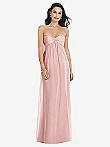 Front View Thumbnail - Rose Twist Shirred Strapless Empire Waist Gown with Optional Straps