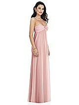 Side View Thumbnail - Rose Twist Shirred Strapless Empire Waist Gown with Optional Straps