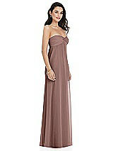 Side View Thumbnail - Sienna Twist Shirred Strapless Empire Waist Gown with Optional Straps