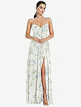Front View Thumbnail - Bleu Garden Adjustable Strap Wrap Bodice Maxi Dress with Front Slit 