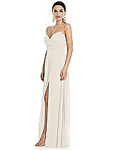 Side View Thumbnail - Ivory Adjustable Strap Wrap Bodice Maxi Dress with Front Slit 