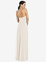 Rear View Thumbnail - Ivory Adjustable Strap Wrap Bodice Maxi Dress with Front Slit 