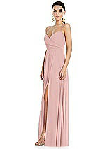 Side View Thumbnail - Rose Adjustable Strap Wrap Bodice Maxi Dress with Front Slit 