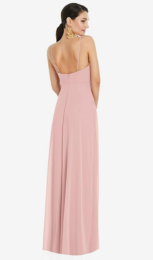 Back View - Rose Adjustable Strap Wrap Bodice Maxi Dress with Front Slit 