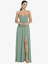 Front View Thumbnail - Seagrass Adjustable Strap Wrap Bodice Maxi Dress with Front Slit 