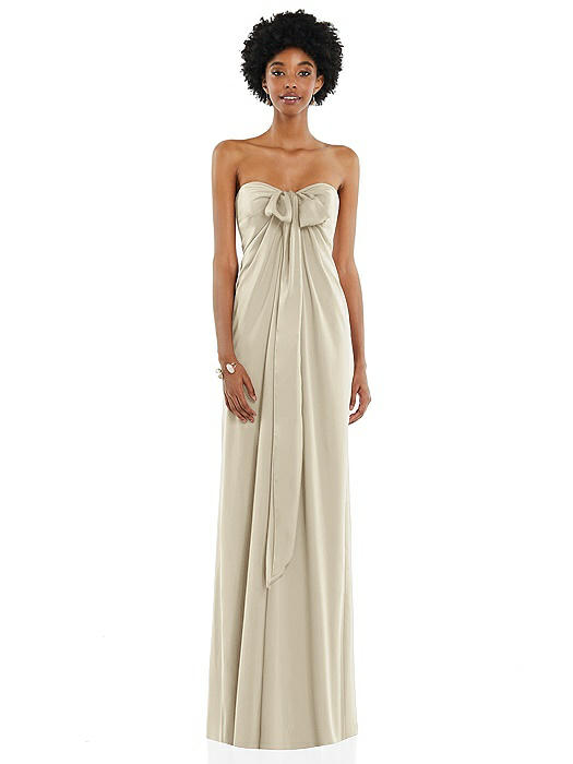 Draped Satin Grecian Column Gown with Convertible Straps