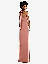Alt View 1 Thumbnail - Desert Rose Draped Satin Grecian Column Gown with Convertible Straps
