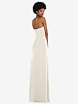 Alt View 6 Thumbnail - Ivory Draped Satin Grecian Column Gown with Convertible Straps