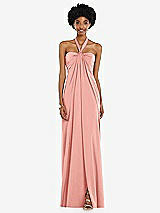 Alt View 4 Thumbnail - Rose Draped Satin Grecian Column Gown with Convertible Straps