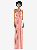 Alt View 7 Thumbnail - Rose Draped Satin Grecian Column Gown with Convertible Straps