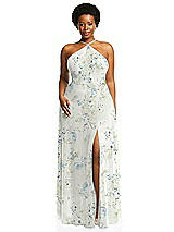 Alt View 1 Thumbnail - Bleu Garden Diamond Halter Maxi Dress with Adjustable Straps