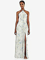 Front View Thumbnail - Bleu Garden Diamond Halter Maxi Dress with Adjustable Straps