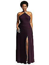 Alt View 1 Thumbnail - Deep Plum Diamond Halter Maxi Dress with Adjustable Straps