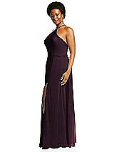 Alt View 2 Thumbnail - Deep Plum Diamond Halter Maxi Dress with Adjustable Straps
