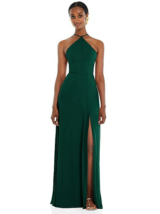 Diamond Halter Maxi Dress with Adjustable Straps