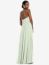 Rear View Thumbnail - Mint Green Diamond Halter Maxi Dress with Adjustable Straps