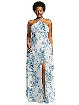 Alt View 1 Thumbnail - Cottage Rose Dusk Blue Diamond Halter Maxi Dress with Adjustable Straps