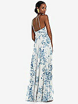 Rear View Thumbnail - Cottage Rose Dusk Blue Diamond Halter Maxi Dress with Adjustable Straps