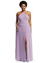 Alt View 1 Thumbnail - Pale Purple Diamond Halter Maxi Dress with Adjustable Straps