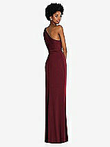 Rear View Thumbnail - Cabernet One-Shoulder Twist Draped Maxi Dress