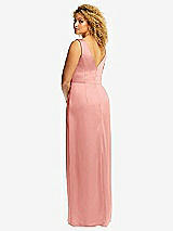 Rear View Thumbnail - Rose Faux Wrap Whisper Satin Maxi Dress with Draped Tulip Skirt
