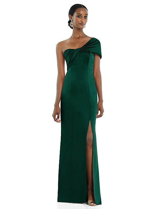 Twist Cuff One-Shoulder Princess Line Trumpet Gown