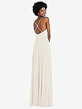 Rear View Thumbnail - Ivory Faux Wrap Criss Cross Back Maxi Dress with Adjustable Straps