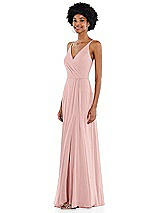 Side View Thumbnail - Rose Faux Wrap Criss Cross Back Maxi Dress with Adjustable Straps