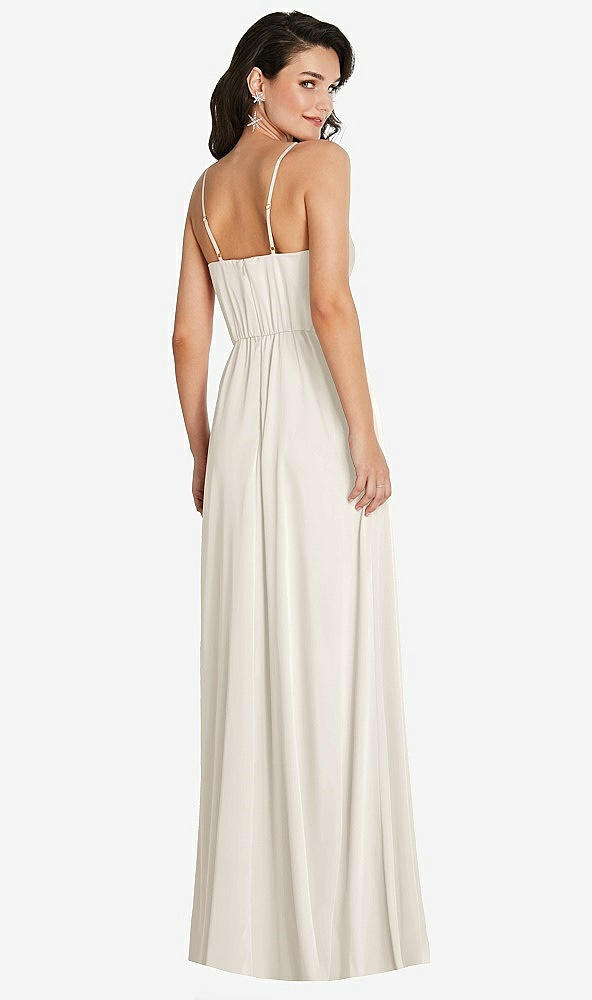 Back View - Ivory Cowl-Neck A-Line Maxi Dress with Adjustable Straps