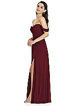 Side View Thumbnail - Cabernet Off-the-Shoulder Draped Sleeve Maxi Dress with Front Slit