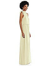 Side View Thumbnail - Butter Yellow Scarf Tie High Neck Blouson Bodice Maxi Dress with Front Slit