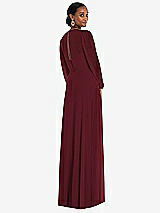 Rear View Thumbnail - Cabernet Strapless Chiffon Maxi Dress with Puff Sleeve Blouson Overlay