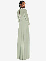 Rear View Thumbnail - Celadon Strapless Chiffon Maxi Dress with Puff Sleeve Blouson Overlay