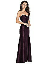 Side View Thumbnail - Deep Plum Bow Cuff Strapless Princess Waist Trumpet Gown
