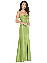 Side View Thumbnail - Mojito Bow Cuff Strapless Princess Waist Trumpet Gown