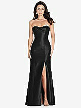 Front View Thumbnail - Black Bow Cuff Strapless Princess Waist Trumpet Gown