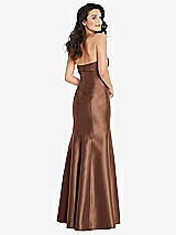 Rear View Thumbnail - Cognac Bow Cuff Strapless Princess Waist Trumpet Gown